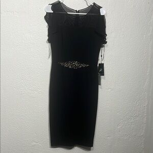 Adrianna Papell - Elegant Black Dress with Embellished Detail size 2 NWT